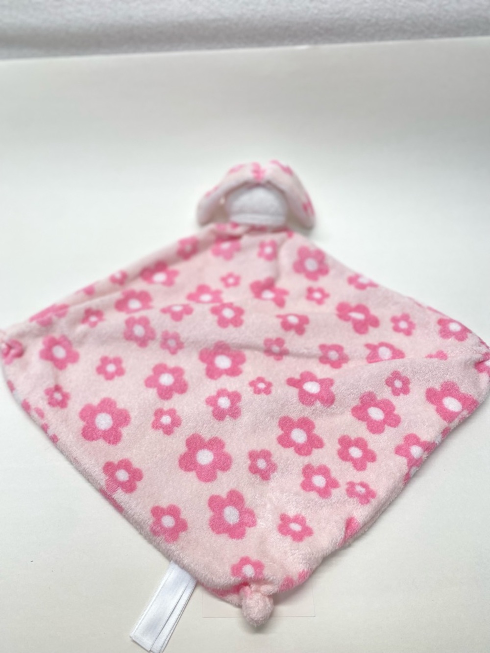 Angel Dear Bunny Rabbit Lovey Pink White Flowers Security Blanket Baby Cuddle - Picture 6 of 10